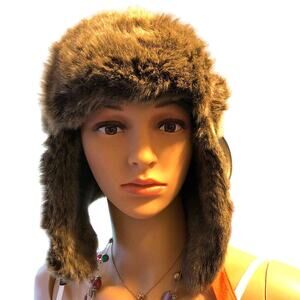 Vintage D&Y Faux Fur Unisex Adult Cozy winter hat ears cover OneSize fit most